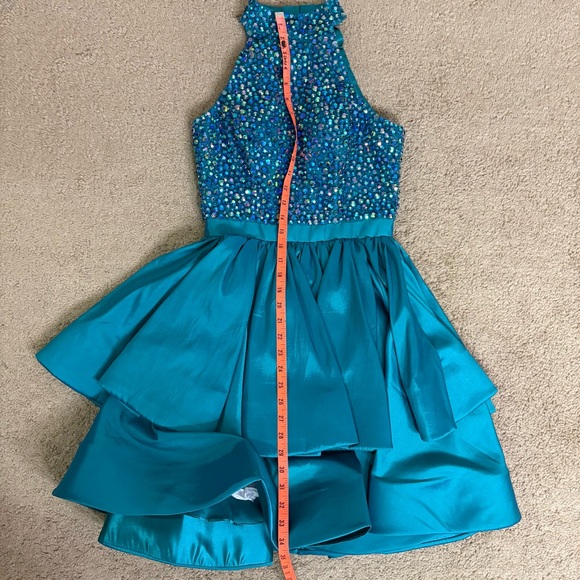 Sherri Hill Teal Rhinestone Halter Homecoming/Cocktail Dress - Size: 2 - NWT - Picture 12 of 14